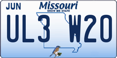 MO license plate UL3W2O