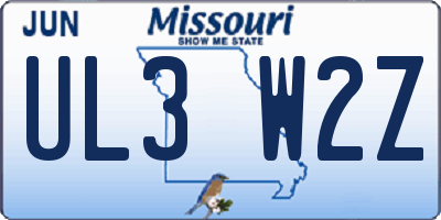 MO license plate UL3W2Z