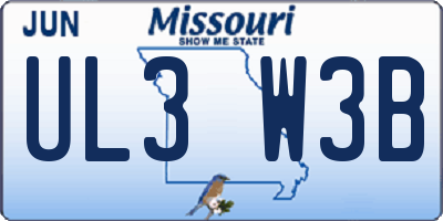 MO license plate UL3W3B