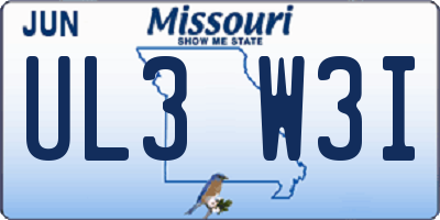 MO license plate UL3W3I