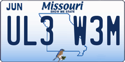 MO license plate UL3W3M