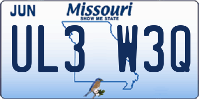 MO license plate UL3W3Q