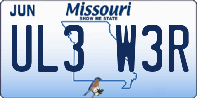 MO license plate UL3W3R