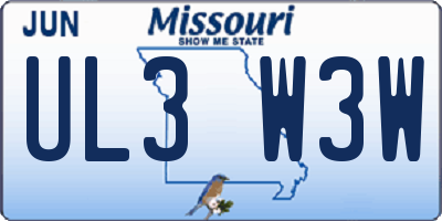 MO license plate UL3W3W