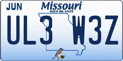 MO license plate UL3W3Z