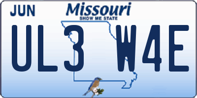 MO license plate UL3W4E