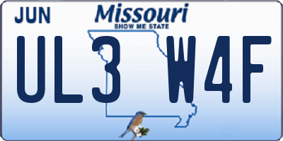 MO license plate UL3W4F