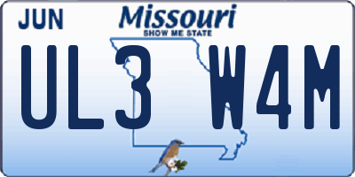 MO license plate UL3W4M