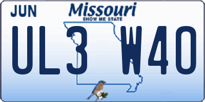 MO license plate UL3W4O