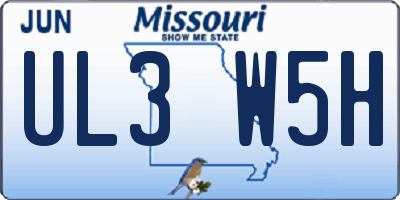 MO license plate UL3W5H