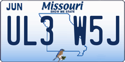 MO license plate UL3W5J