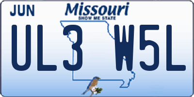 MO license plate UL3W5L