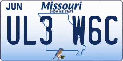 MO license plate UL3W6C