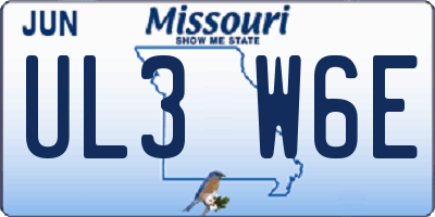 MO license plate UL3W6E