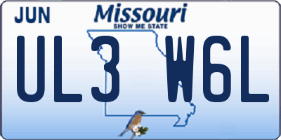 MO license plate UL3W6L