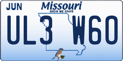 MO license plate UL3W6O