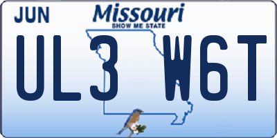 MO license plate UL3W6T