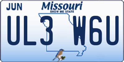 MO license plate UL3W6U