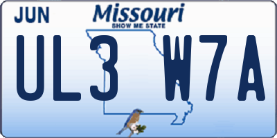 MO license plate UL3W7A