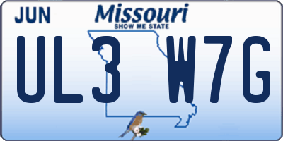 MO license plate UL3W7G