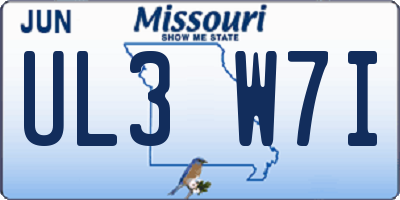 MO license plate UL3W7I