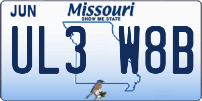 MO license plate UL3W8B
