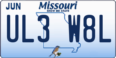 MO license plate UL3W8L