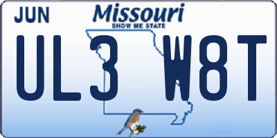MO license plate UL3W8T