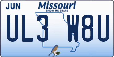 MO license plate UL3W8U