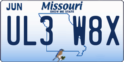 MO license plate UL3W8X