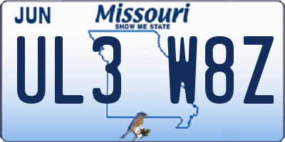 MO license plate UL3W8Z