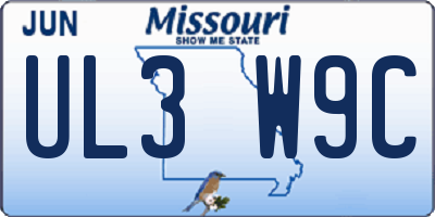 MO license plate UL3W9C