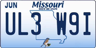 MO license plate UL3W9I