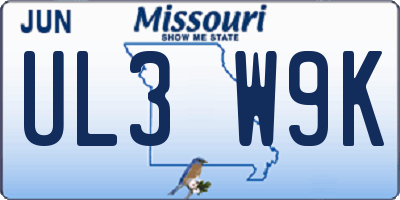 MO license plate UL3W9K