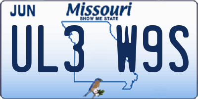 MO license plate UL3W9S