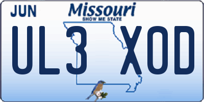 MO license plate UL3X0D