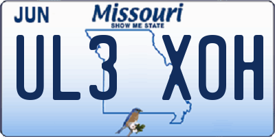MO license plate UL3X0H