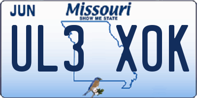 MO license plate UL3X0K