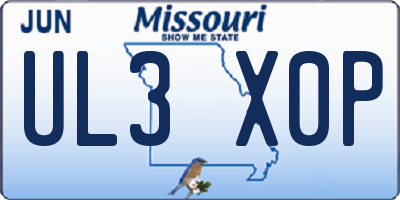 MO license plate UL3X0P