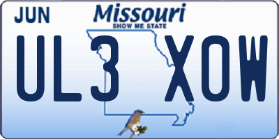 MO license plate UL3X0W