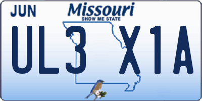 MO license plate UL3X1A