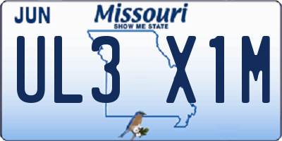MO license plate UL3X1M
