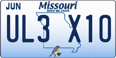 MO license plate UL3X1O