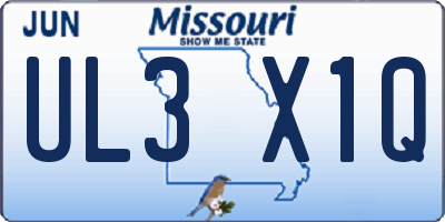 MO license plate UL3X1Q
