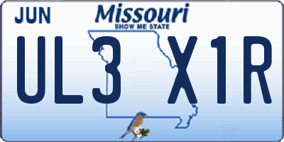 MO license plate UL3X1R