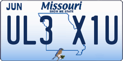 MO license plate UL3X1U
