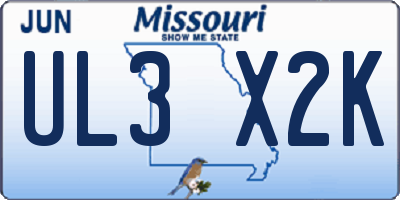 MO license plate UL3X2K