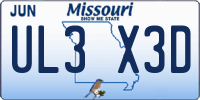 MO license plate UL3X3D