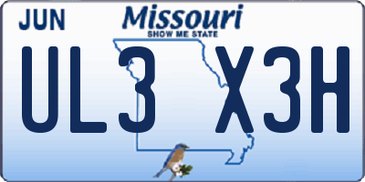 MO license plate UL3X3H