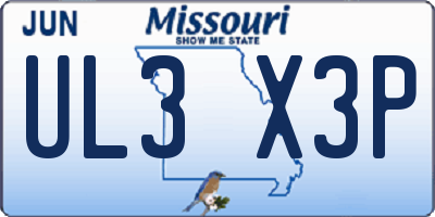 MO license plate UL3X3P